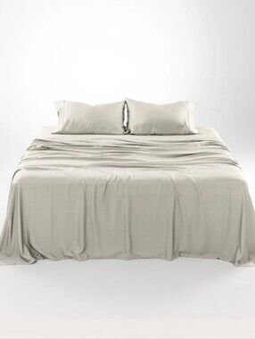Olive Crate 100% Eucalyptus TENCEL Cooling - QUEEN Oatmeal Sheet Set 4pc